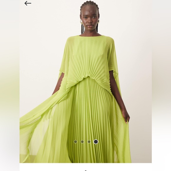 Elegant Lime Green Pleated Chiffon Dress size 4 - Picture 4 of 15